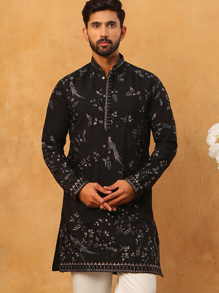 Silk Blend Embroidered Kurta