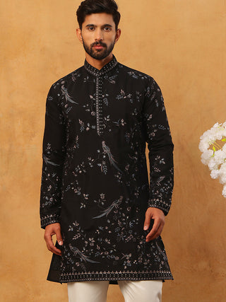 Silk Blend Embroidered Kurta