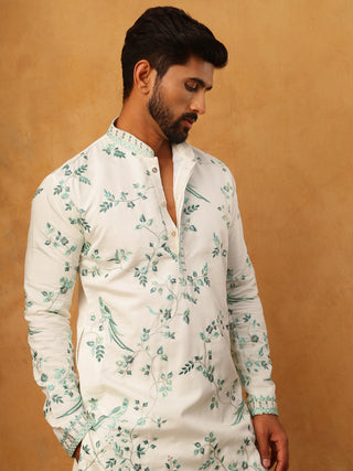 Silk Blend Embroidered Kurta