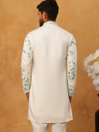 Silk Blend Embroidered Kurta