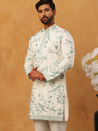 Silk Blend Embroidered Kurta