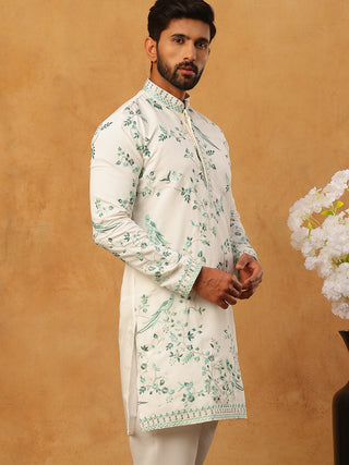 Silk Blend Embroidered Kurta