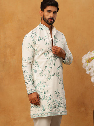 Silk Blend Embroidered Kurta