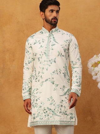 Silk Blend Embroidered Kurta