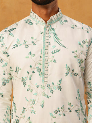 Silk Blend Embroidered Kurta