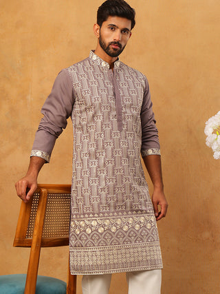 Classic Silk Blend Embroidered Kurta