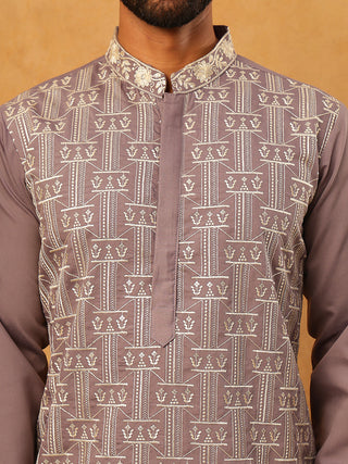 Classic Silk Blend Embroidered Kurta