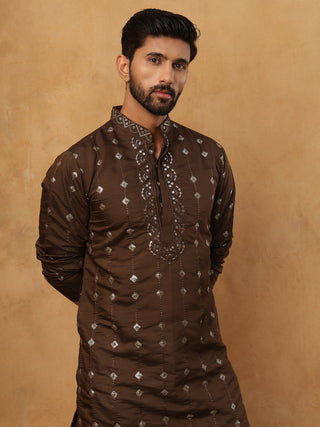 Festive Silk Blend Sequin Work Kurta