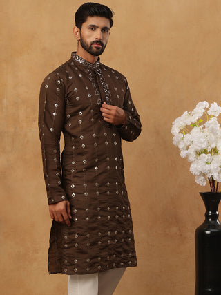 Festive Silk Blend Sequin Work Kurta