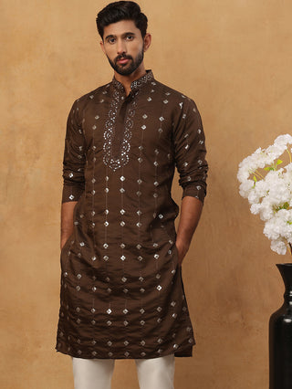 Festive Silk Blend Sequin Work Kurta