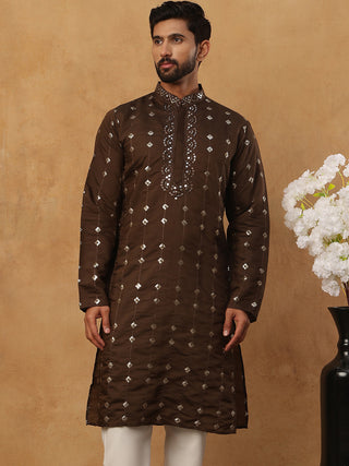 Festive Silk Blend Sequin Work Kurta