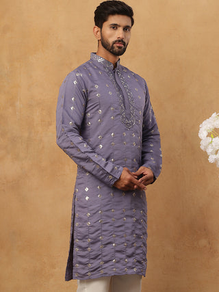 Festive Silk Blend Sequin Work Kurta