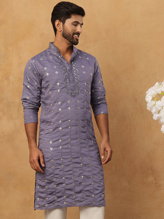 Festive Silk Blend Sequin Work Kurta