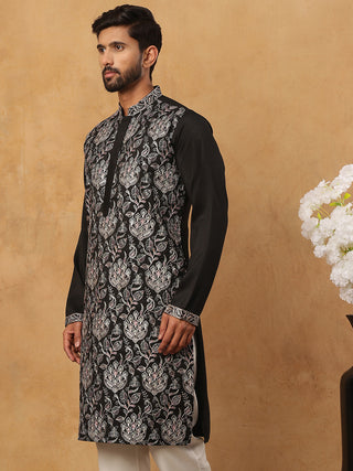 Silk Blend Embroidered Kurta