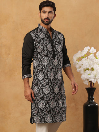 Silk Blend Embroidered Kurta