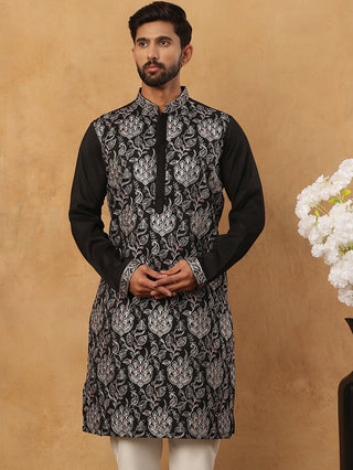 Silk Blend Embroidered Kurta