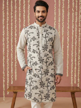 Men’s Silk Blend Embroidered Kurta