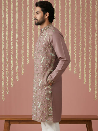 Silk Blend Designer Embroidered Kurta