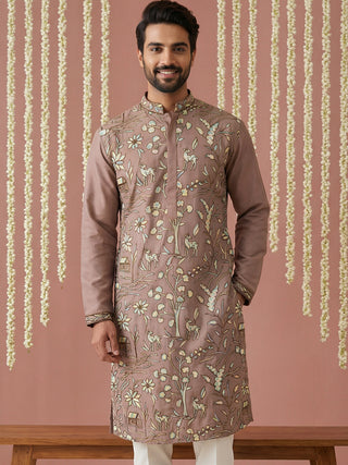 Silk Blend Designer Embroidered Kurta