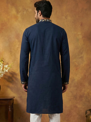 Silk Blend Designer Embroidered Kurta