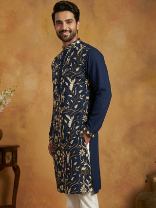 Silk Blend Designer Embroidered Kurta