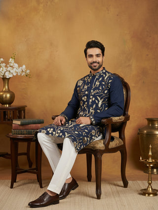Silk Blend Designer Embroidered Kurta