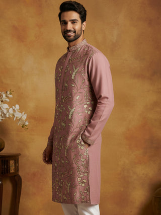 Silk Blend Designer Embroidered Kurta