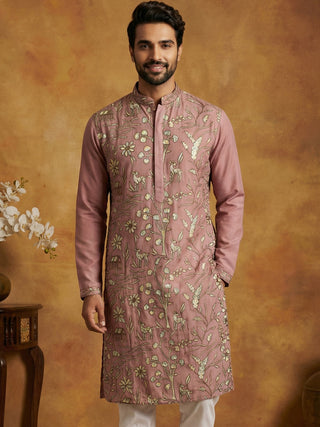 Silk Blend Designer Embroidered Kurta