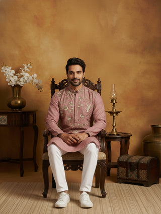 Silk Blend Designer Embroidered Kurta