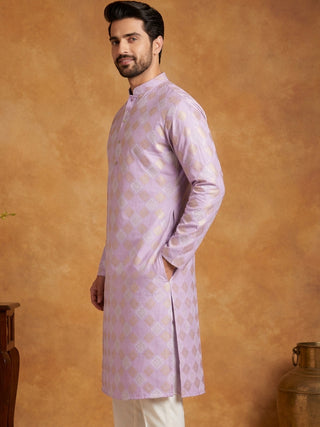 Men Cotton Blend Kurta with Foil Print