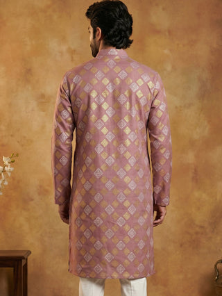 Men Cotton Blend Kurta with Foil Print