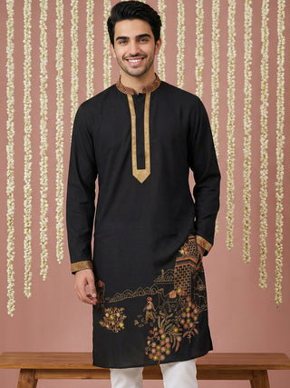 Men Embroidered Silk Blend Kurta