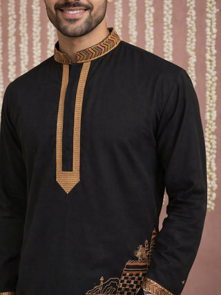 Men Embroidered Silk Blend Kurta
