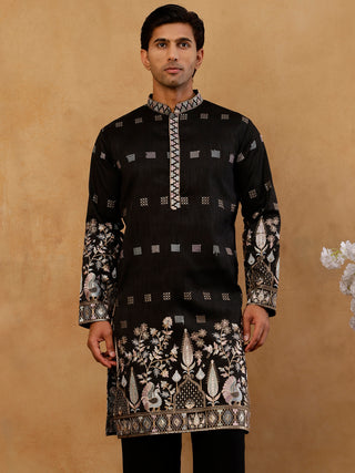 Silk Blend Embroidered Kurta for Men