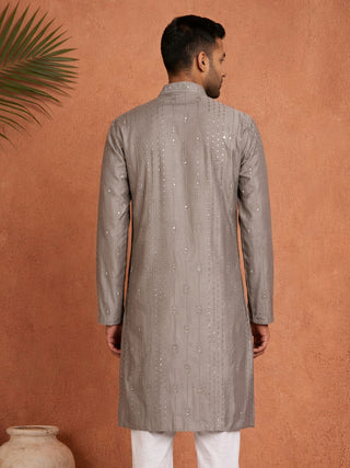 Embroidered Silk Blend Straight Kurta
