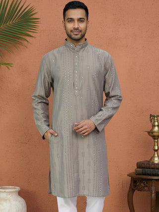 Embroidered Silk Blend Straight Kurta