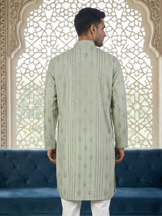 Embroidered Silk Blend Straight Kurta