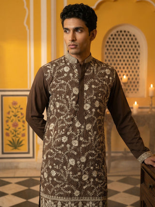 Classic Silk Blend Embroidered Kurta
