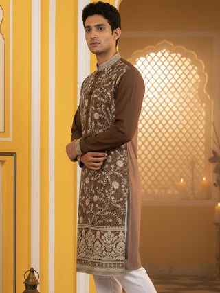 Classic Silk Blend Embroidered Kurta