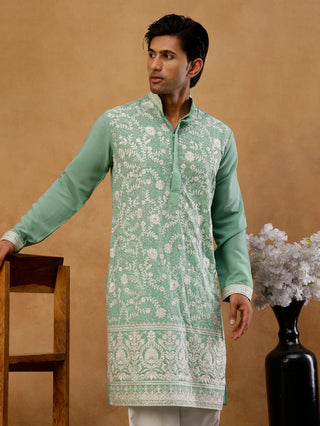 Classic Silk Blend Embroidered Kurta