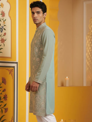 Classic Silk Blend Embroidered Kurta