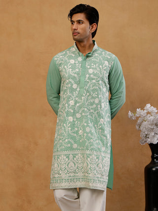 Classic Silk Blend Embroidered Kurta