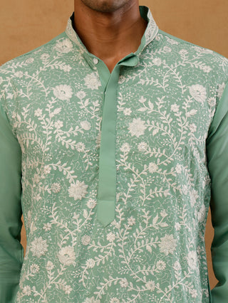 Classic Silk Blend Embroidered Kurta