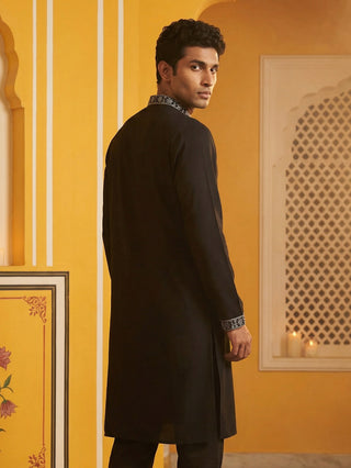 Embroidered Silk Blend Straight Kurta
