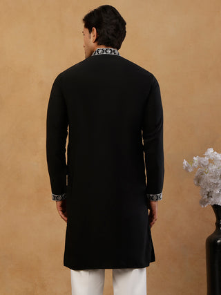 Embroidered Silk Blend Straight Kurta