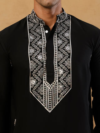 Embroidered Silk Blend Straight Kurta