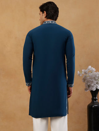 Embroidered Silk Blend Straight Kurta