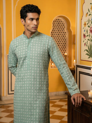 Embroidered Cotton Blend Kurta