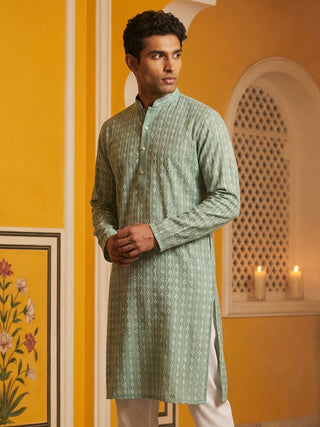 Embroidered Cotton Blend Kurta