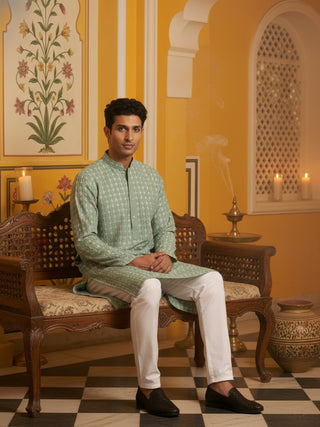 Embroidered Cotton Blend Kurta